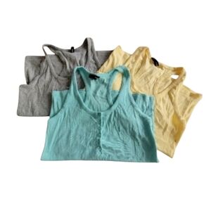 Ambrielle Bundle Aqua, Yellow, Gray Racerback Tank Tops Size Large